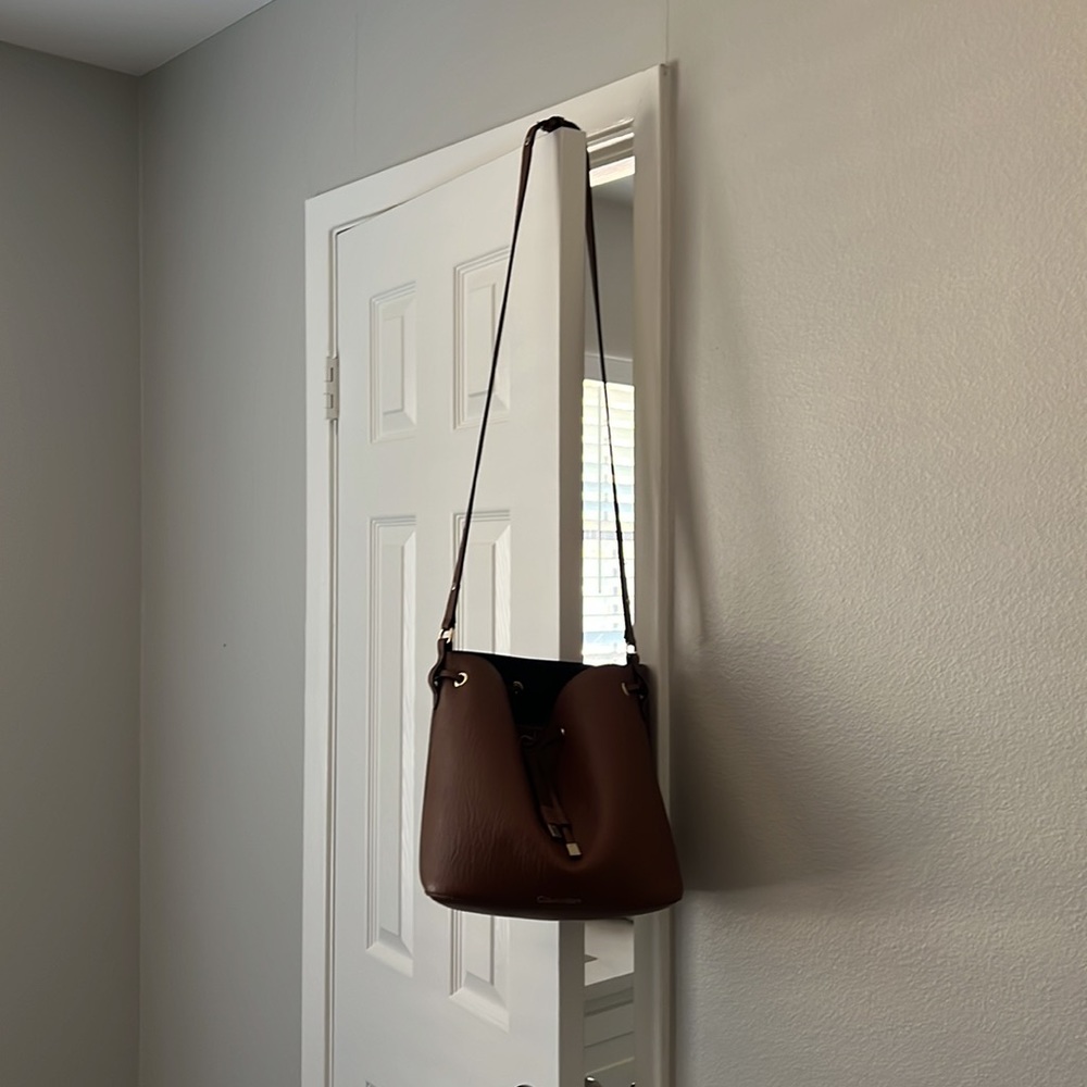 Calvin Klein Brown Faux Leather Bucket Bag - Picture 2 of 7